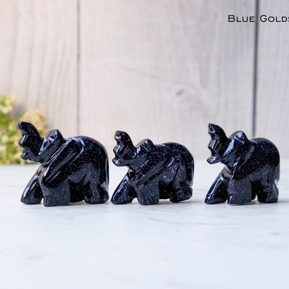 Blue Goldstone Crystal Elephant