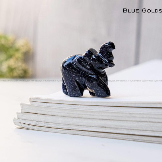Blue Goldstone Crystal Elephant