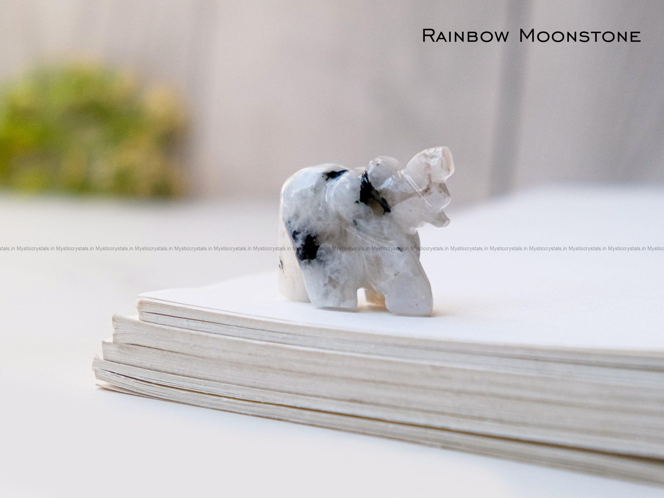 Rainbow Moonstone Crystal Elephant