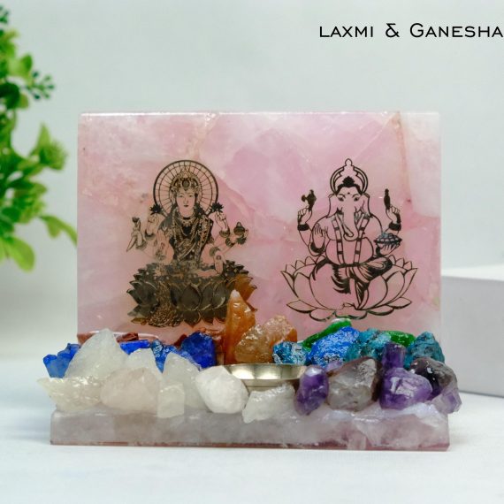 Rose Quartz Laxmi Ganesha Mandir