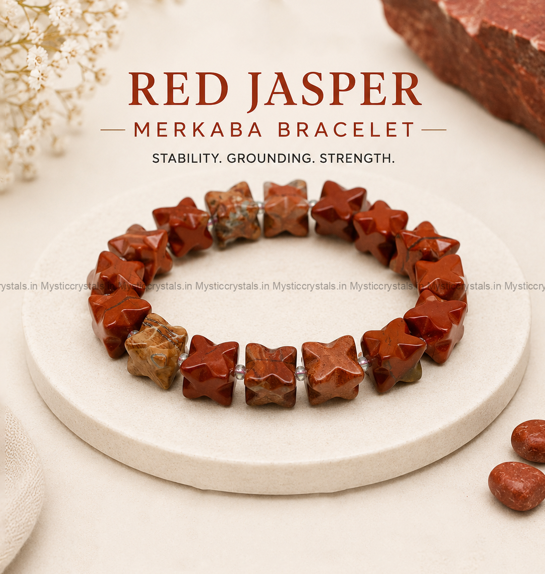 Red Jasper Merkaba Bead Bracelet