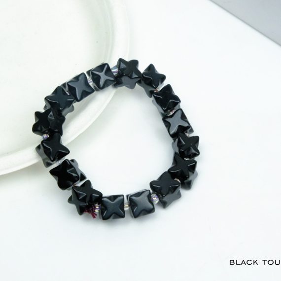 Black Tourmaline Merkaba Bead Bracelet