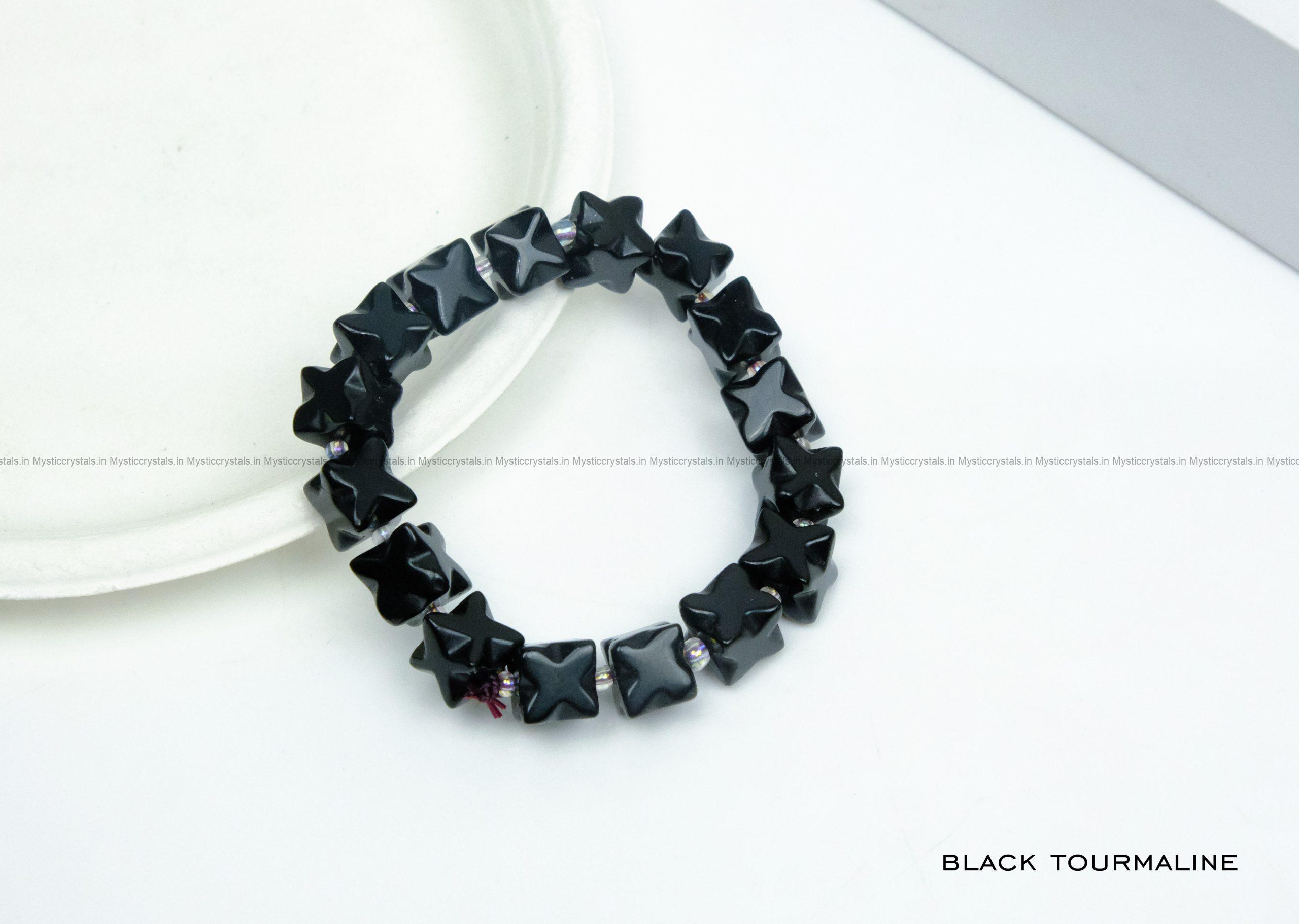 Black Tourmaline Merkaba Bead Bracelet