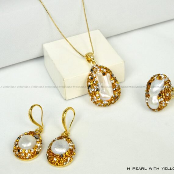 Mother of Pearl with Yellow Zircon Jewellery set