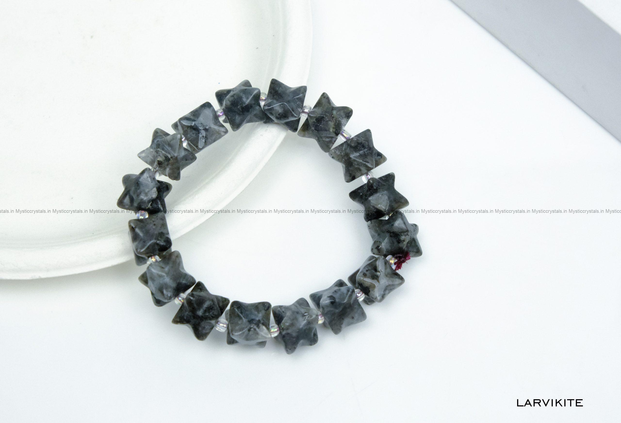 Larvikite Merkaba Bead Bracelet