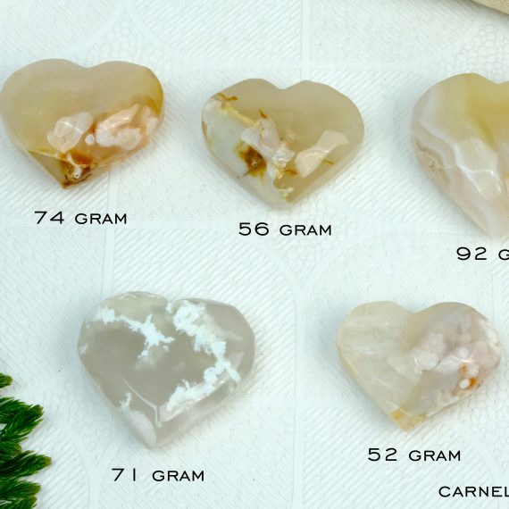 Flower Carnelian Crystal Heart