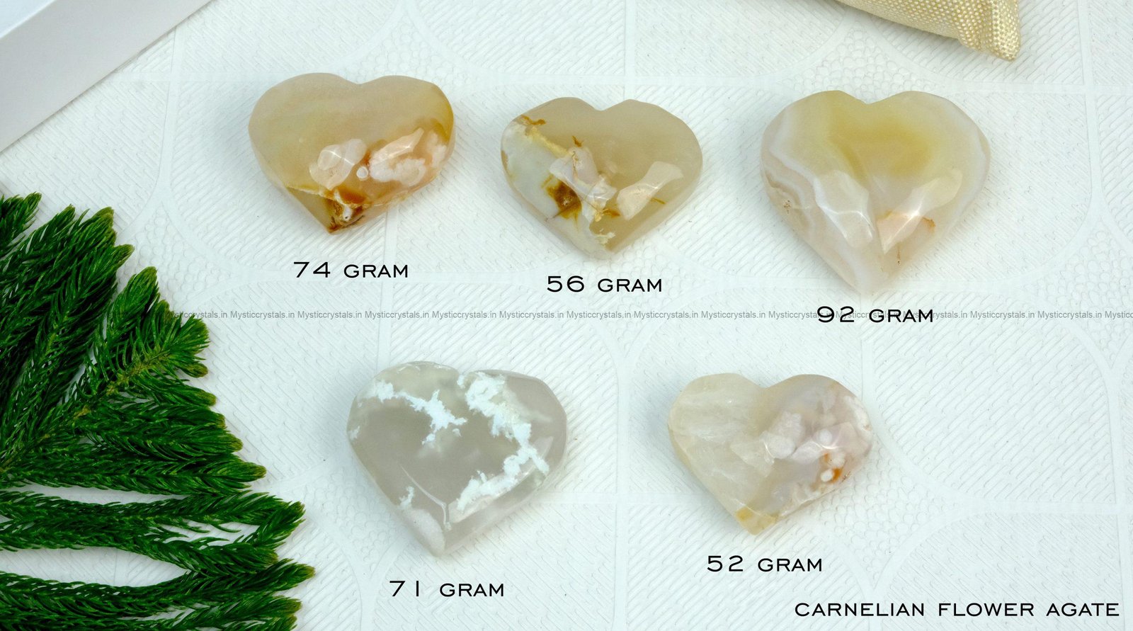 Flower Carnelian Crystal Heart