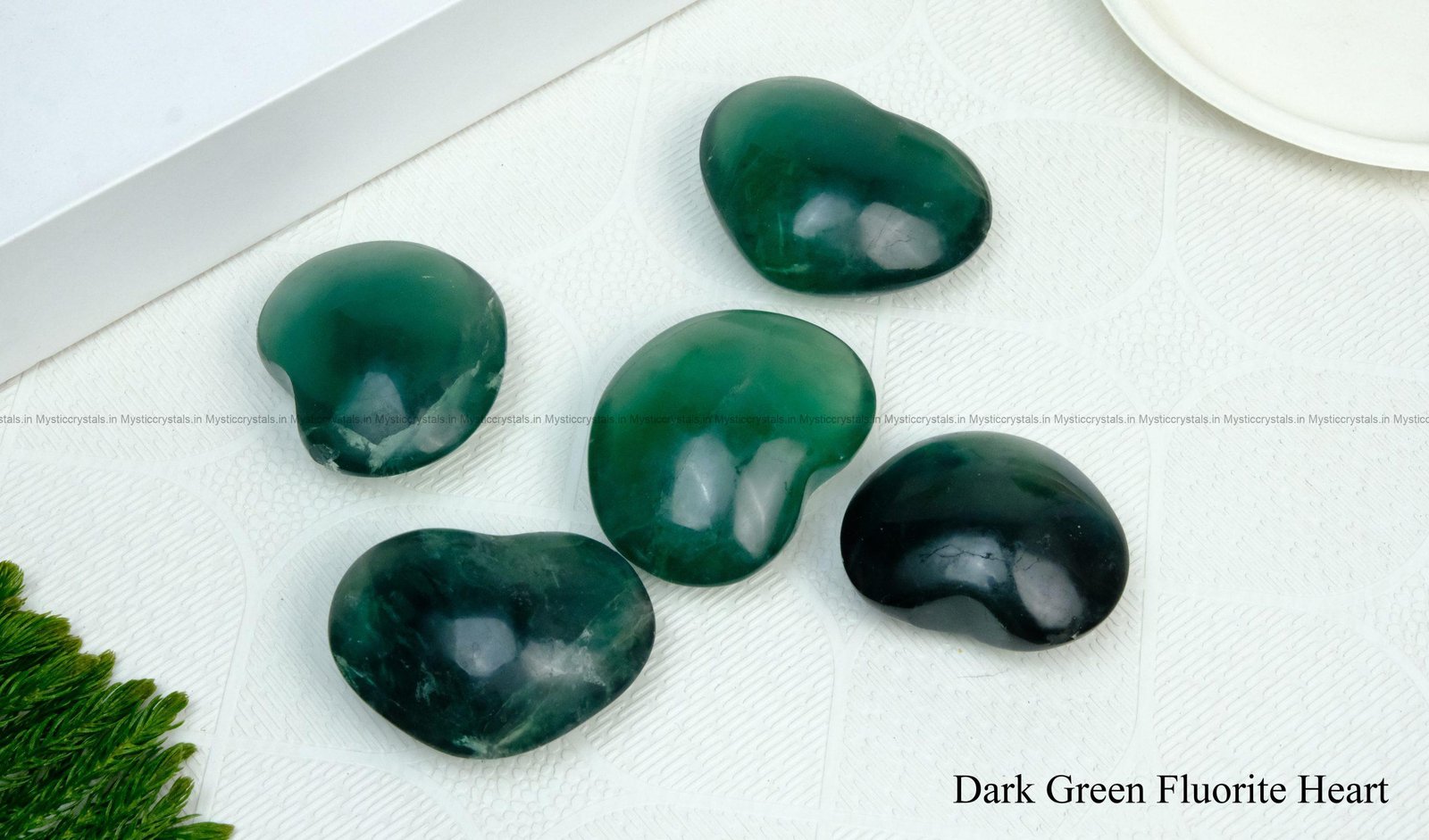 Dark Green Fluorite Crystal Heart