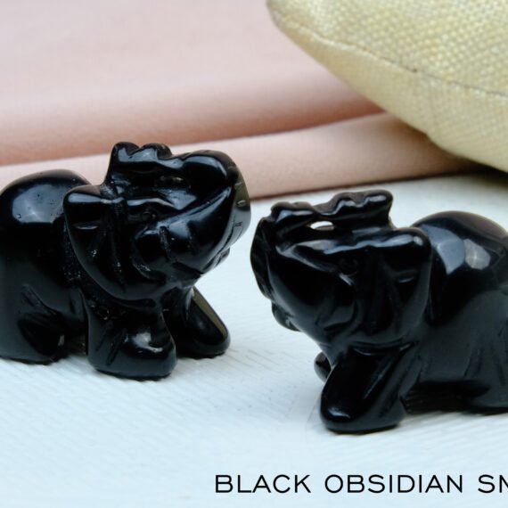 Black Obsidian Crystal Elephant