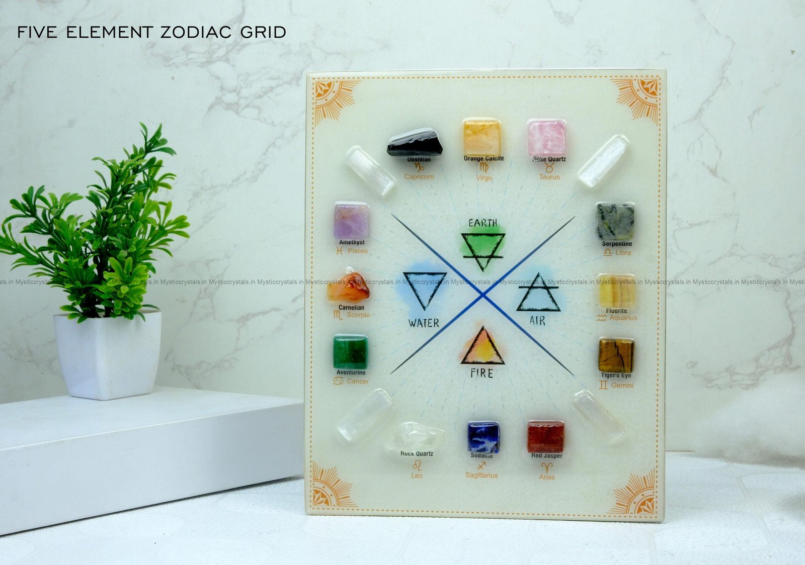 Five Element Zodiac Crystal Grid Wall Hanging