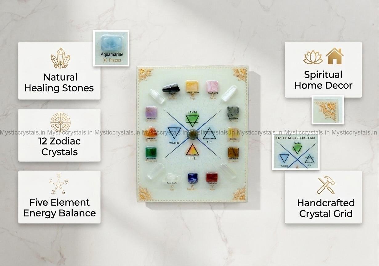 Five Element Zodiac Crystal Grid Wall Hanging