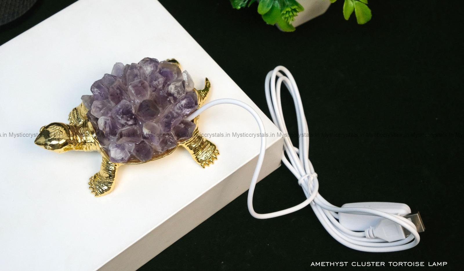 Amethyst Cluster Tortoise Lamp