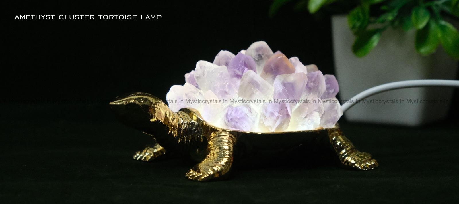 Amethyst Cluster Tortoise Lamp