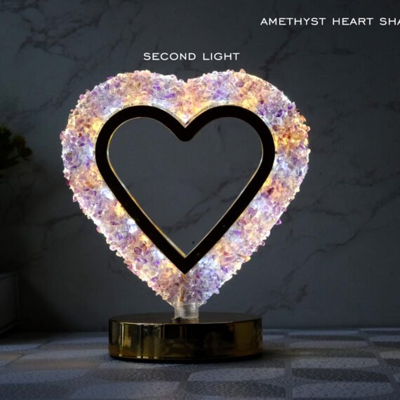 Amethyst Heart Shape Crystal Lamp