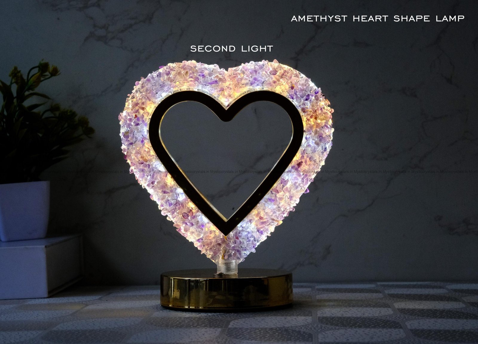 Amethyst Heart Shape Crystal Lamp
