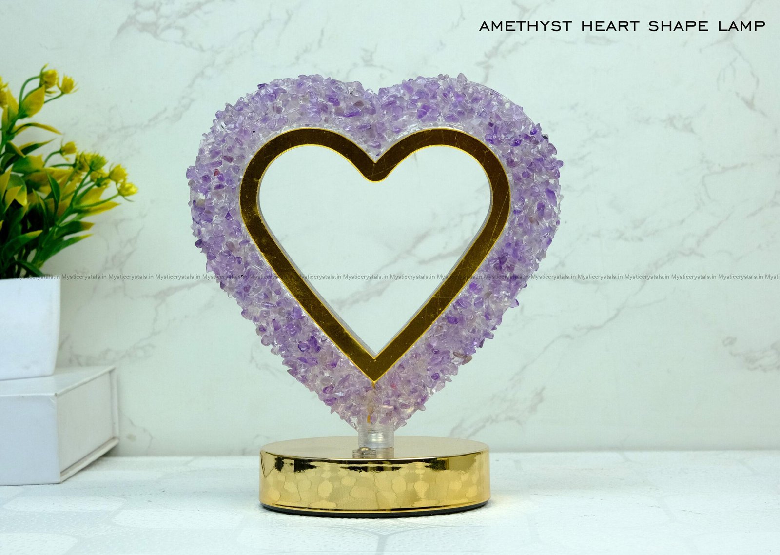 Amethyst Heart Shape Crystal Lamp
