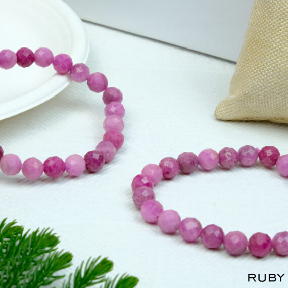 Ruby Diamond Cut Crystal Bracelet