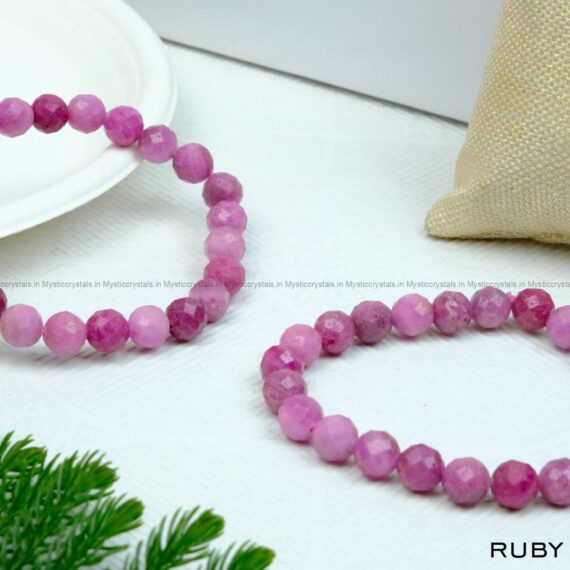 Ruby Diamond Cut Crystal Bracelet