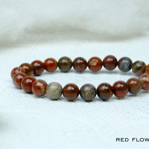 Natural Red Flower Jasper Crystal Bracelet