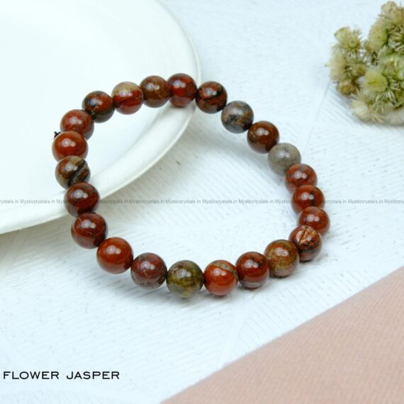 Natural Red Flower Jasper Crystal Bracelet