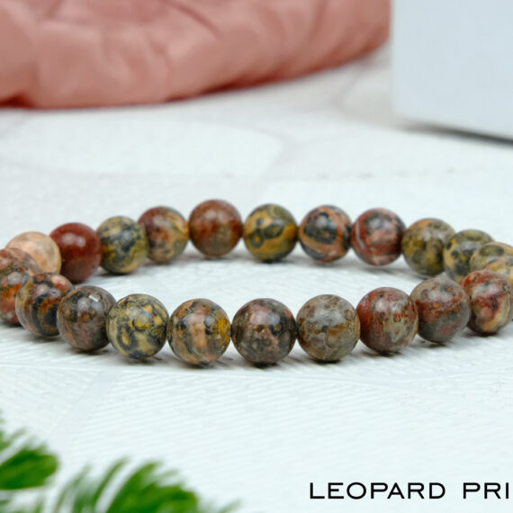 Leopard Print Jasper Crystal Bracelet