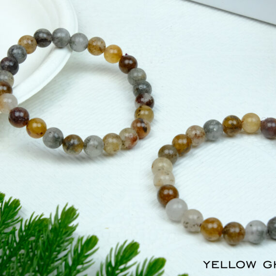 Natural Yellow Ghost Quartz Crystal Bracelet