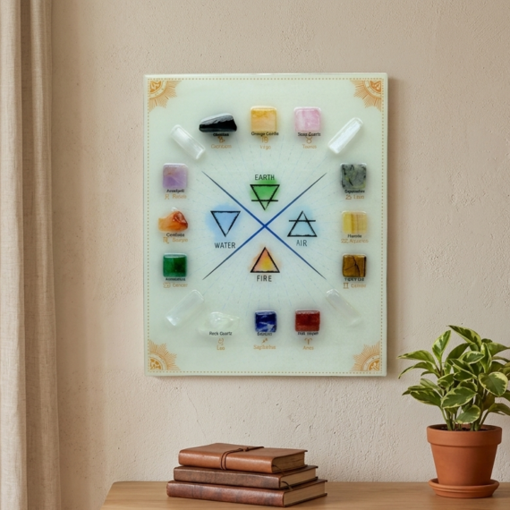 Five Element Zodiac Crystal Grid Wall Hanging