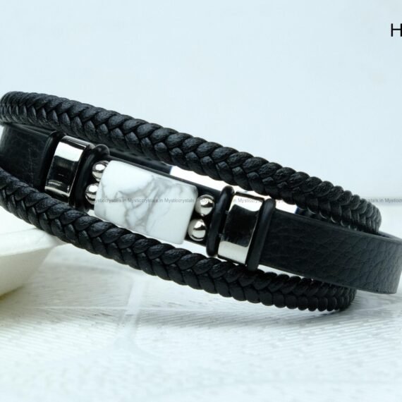 Howlite Leather Strap Bracelet