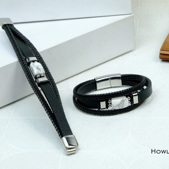 Howlite Leather Strap Bracelet