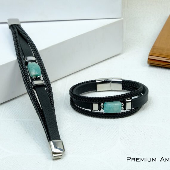 Amazonite Leather Strap Bracelet