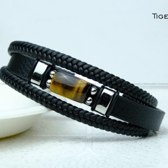 Tiger Eye Leather Strap Bracelet