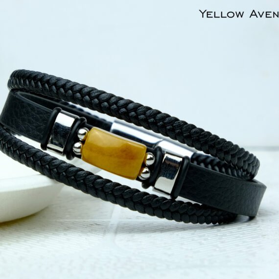 Yellow Aventurine Leather Strap Bracelet