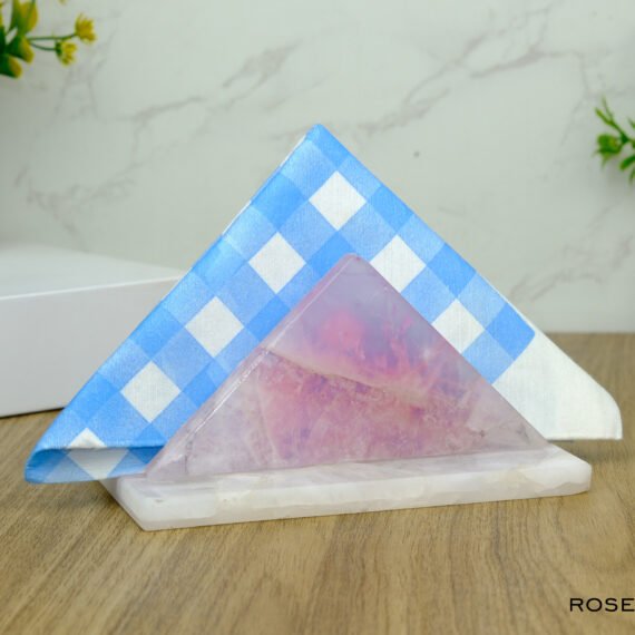 Rose Quartz Crystal Napkin Holder
