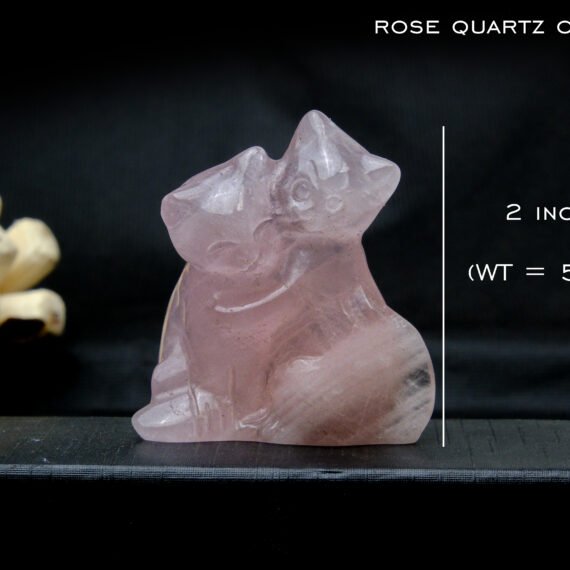 Rose Quartz Crystal Cat Pair