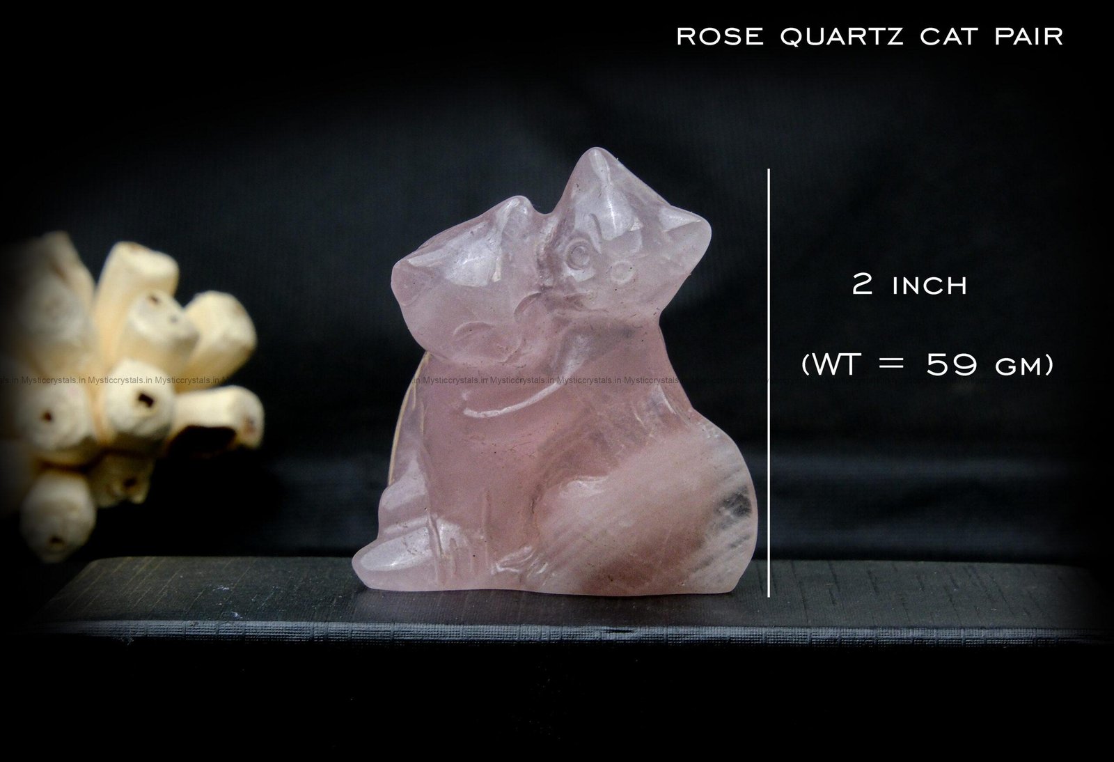 Rose Quartz Crystal Cat Pair