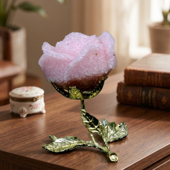 Rose Quartz Crystal Flower