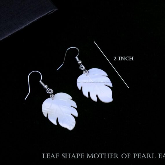 White Mother of Pearl Leaf Shape Earring