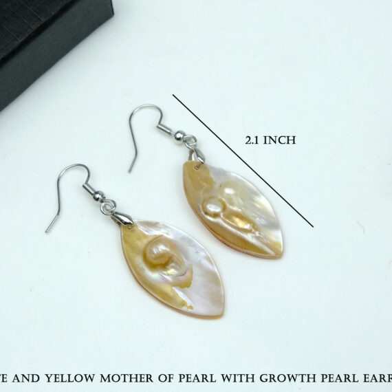 White & Yellow Mother of Pearl With Growth Earrings