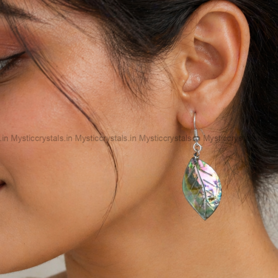 Natural Abalone Shell Leaf Shape Earrings