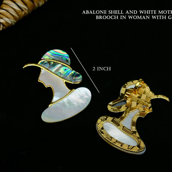 Abalone and White Mother of Pearl Brooch in Women Shape
